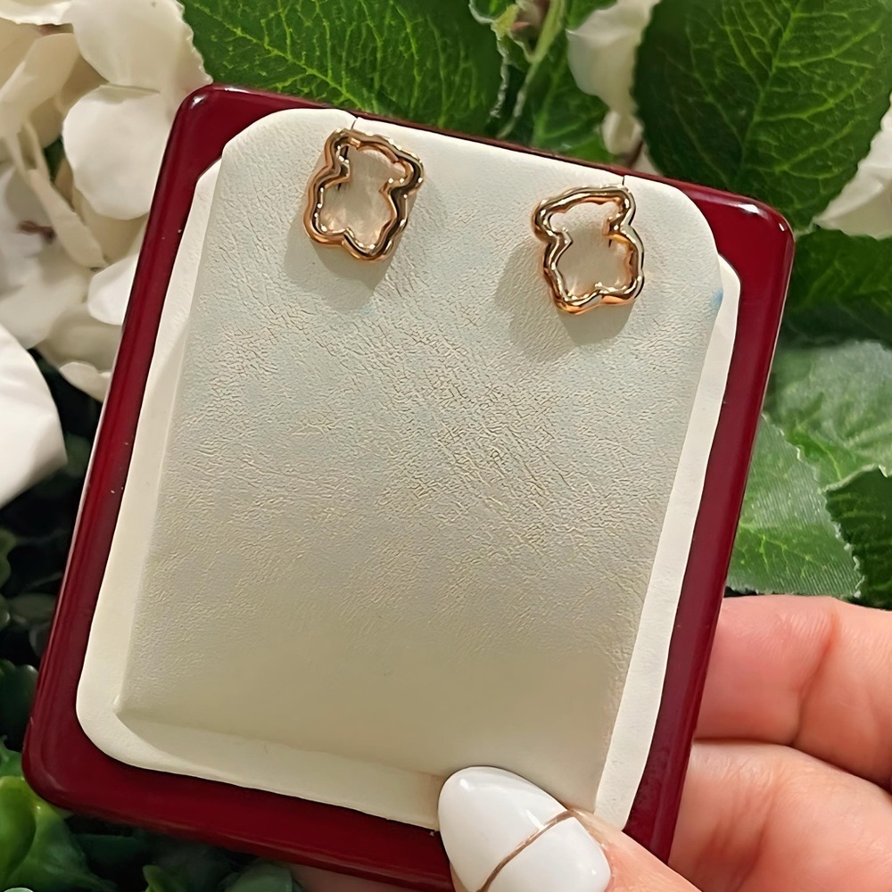 Elegant Gold rose 925 Earrings - Picture 2 of 7